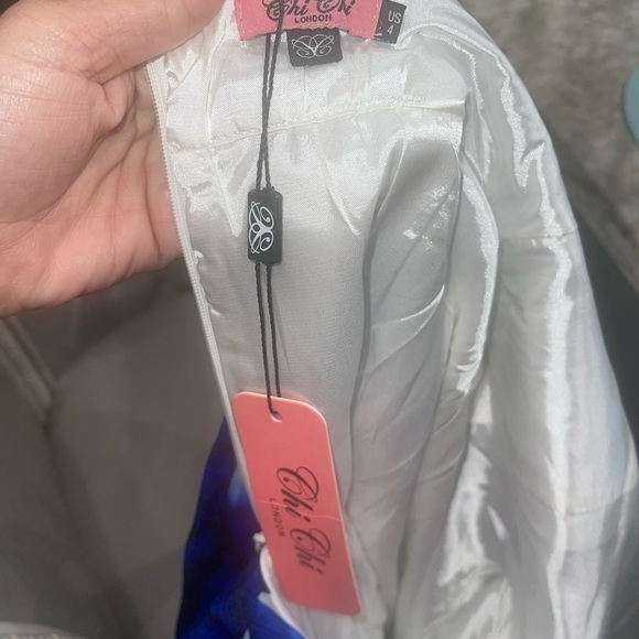 Chi Chi London Essie High Low blue leaf print dress size 4 - Picture 8 of 12